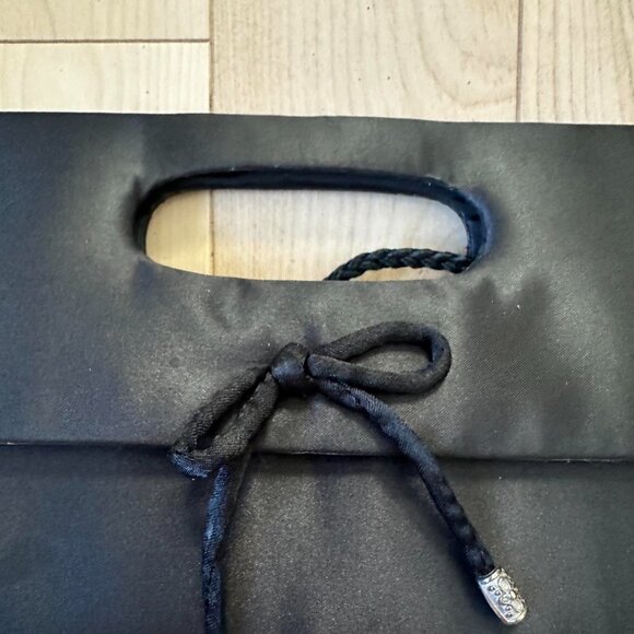 Vintage Black Satin Evening Bag – Convertible Handle Cord Strap - Picture 3 of 8